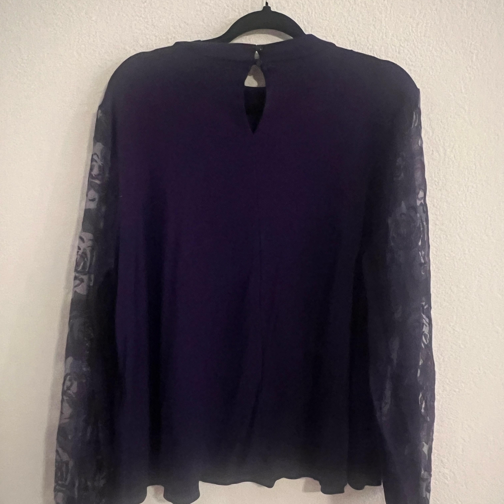 Cato Purple Women's Blouse with Lace Sleeves - Picture 2 of 6